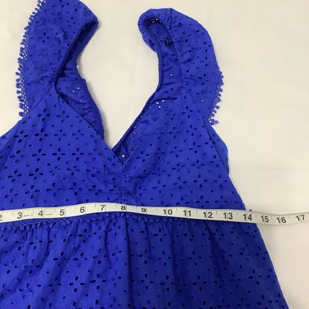Zara Blue Eyelet Midi Summer  Dress XS (W699) - Picture 8 of 16